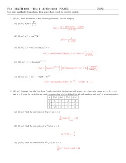 F13 MATH 1205 &ndash; Test 2 30 Oct 2013 NAME: CRN