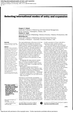 Selecting international modes of entry and expansion