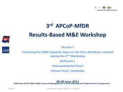 ADB Grant 0133-CAM: Public Financial Management in - CoP-MfDR