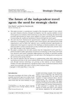 The future of the independent travel agent: the need for strategic