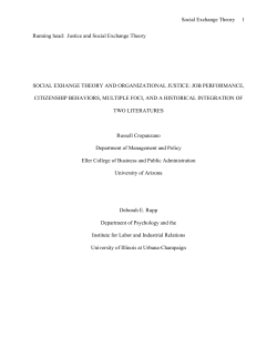 Social Exchange Theory 1 Running head: Justice and
