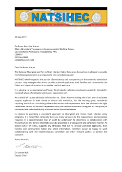 11 May 2017 Professor Kerri-Lee Krause Chair, Admissions
