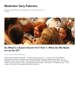 15.07.So What`s A Good Church For.Moderator Gary Paterson
