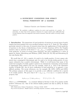 A SUFFICIENT CONDITION FOR STRICT TOTAL POSITIVITY OF A