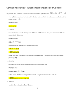 Spring Final Review - Exponential Functions and Calculus