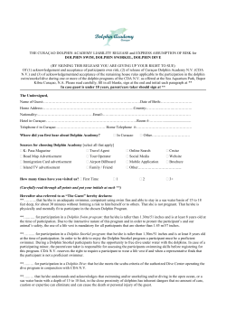 THE CURA&Ccedil;AO DOLPHIN ACADEMY LIABILITY RELEASE and