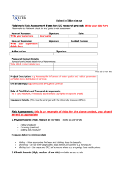 Risk Assessment Form for Ecological Fieldwork