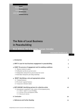 The role of local business in peacebuilding