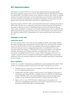 MIT OpenCourseWare - Massachusetts Institute of Technology