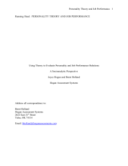 PERSONALITY THEORY AND JOB