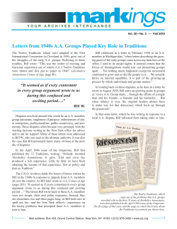 Fall 2010 - Letters from 1940s A.A. Groups Played Key Role in