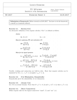TU München Institut für Informatik Logics Exercise SS 2017 Exercise