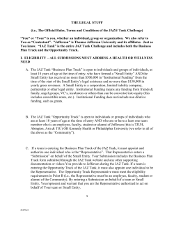 The Official Rules, Terms and Conditions of JAZ Tank