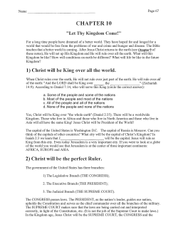 CHAPTER 10 "Let Thy Kingdotn Come!"