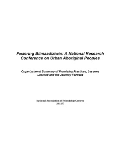 A National Research Conference on Urban Aboriginal Peoples