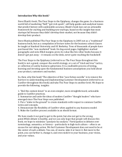 Introduction Why this book? Steve Blank`s book, The Four Steps to