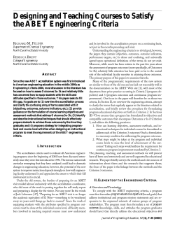 Designing and Teaching Courses to Satisfy the ABET Engineering