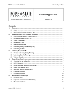 Chemical Hygiene Plan 2014 - Boise State, College of Engineering