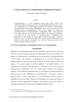 Constitutionalism in Bangladesh: An Overview - Research