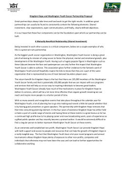 Kingdom Hope and Washington Youth Soccer Press Release