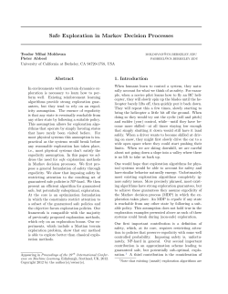 Safe Exploration in Markov Decision Processes Teodor Mihai
