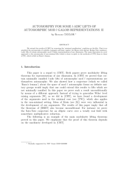 AUTOMORPHY FOR SOME l-ADIC LIFTS OF AUTOMORPHIC MOD