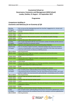 Ecumenical School on Governance, Economics and Management