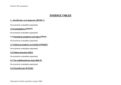 Health economics evidence tables
