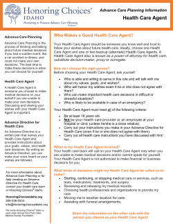 Health Care Agent - Honoring Choices Idaho