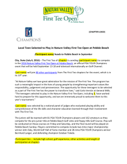 Local Teen Selected to Play in Nature Valley First Tee Open at