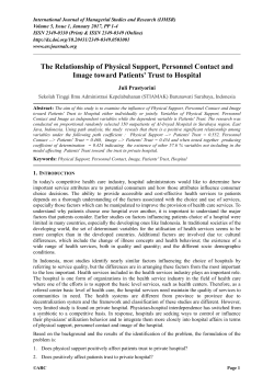 The Relationship of Physical Support, Personnel Contact and Image