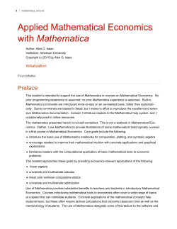 Applied Mathematical Economics with Mathematica