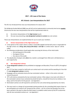 2017 AFL Laws of the Game &ndash; new interpretations for season 2017