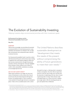 The Evolution of Sustainability Investing