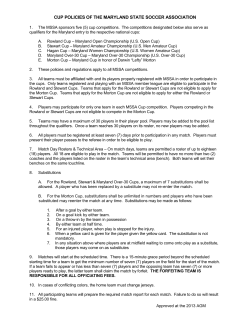 CUP POLICIES OF THE MARYLAND STATE SOCCER ASSOCIATION