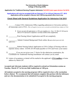 Check Sheet with General Guidelines-Application for Admission Fall