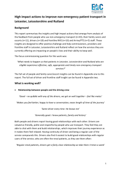 LLR - Non-emergency transport - High impact actions