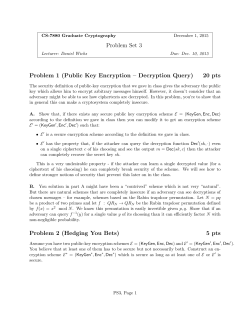 Problem Set 3 Problem 1 (Public Key Encryption &ndash; Decryption Query