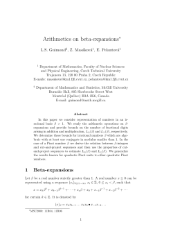 Arithmetics on beta-expansions