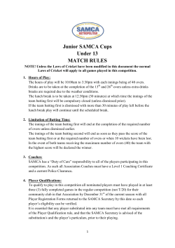 Junior SAMCA Cups Under 13 MATCH RULES