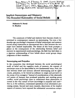Implicit Stereotypes and Memory: The Bounded Rationality of Social