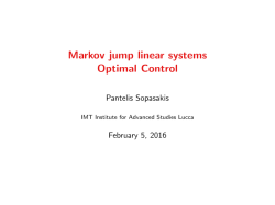 Markov jump linear systems Optimal Control