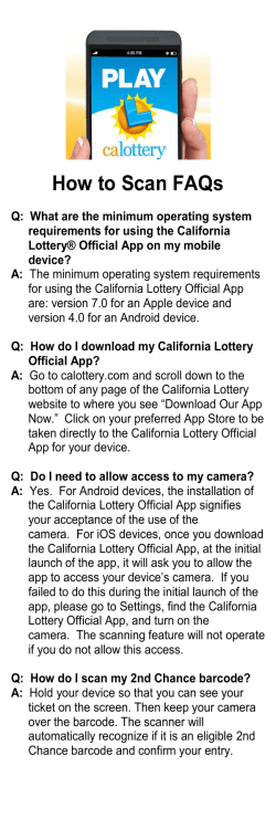 How to Scan FAQs - California Lottery