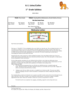 BE Usher/Collier 1 st Grade Syllabus