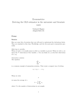 Econometrics Deriving the OLS estimator in the