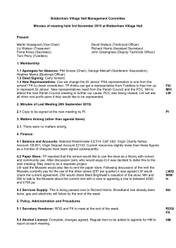 Biddenham Village Hall Management Committee Minutes of