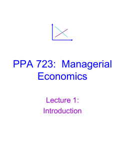 PPA 723: Managerial Economics