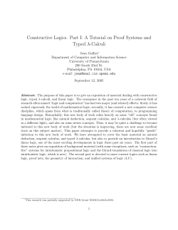 Constructive Logics. Part I: A Tutorial on Proof