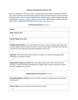 Planning an Independent Research Unit