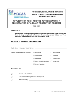 Registration of Plant Protection Prod
